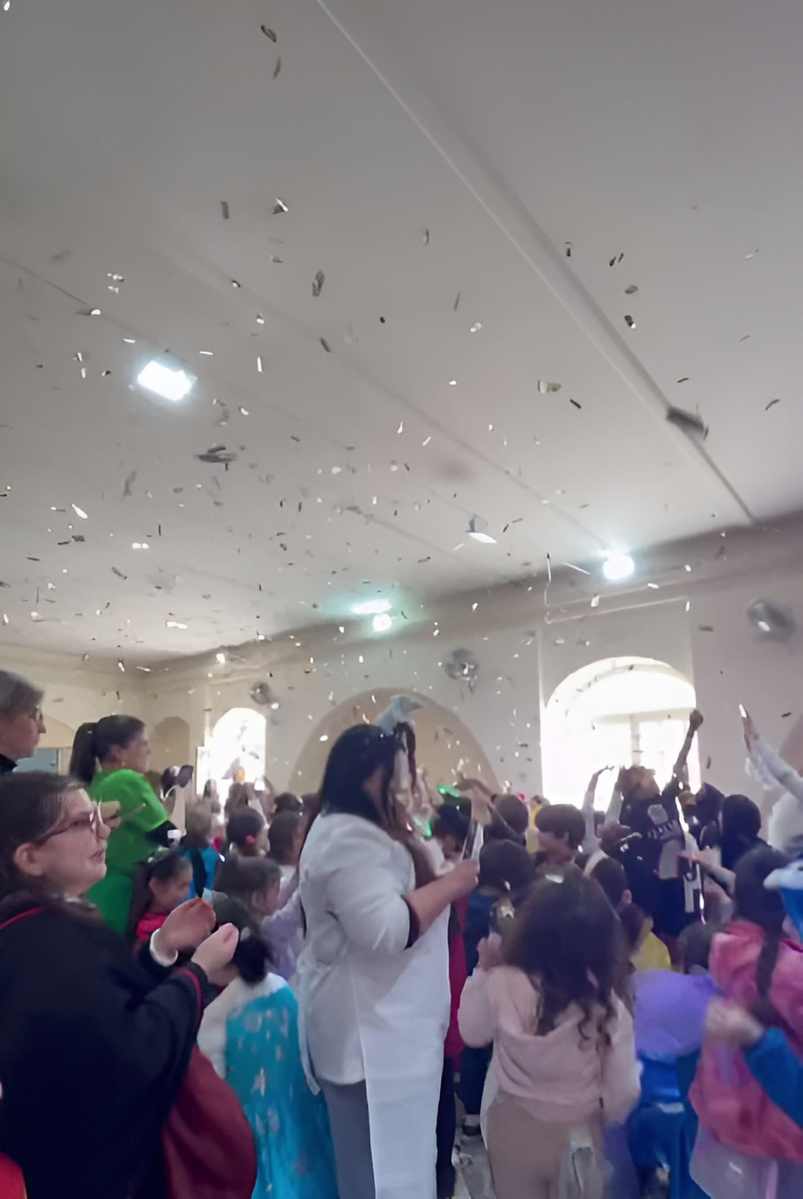 Confetti burst finale at a Graduation party