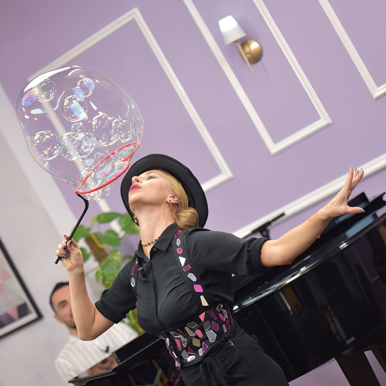 Indoor bubble show at a Holy Communion party